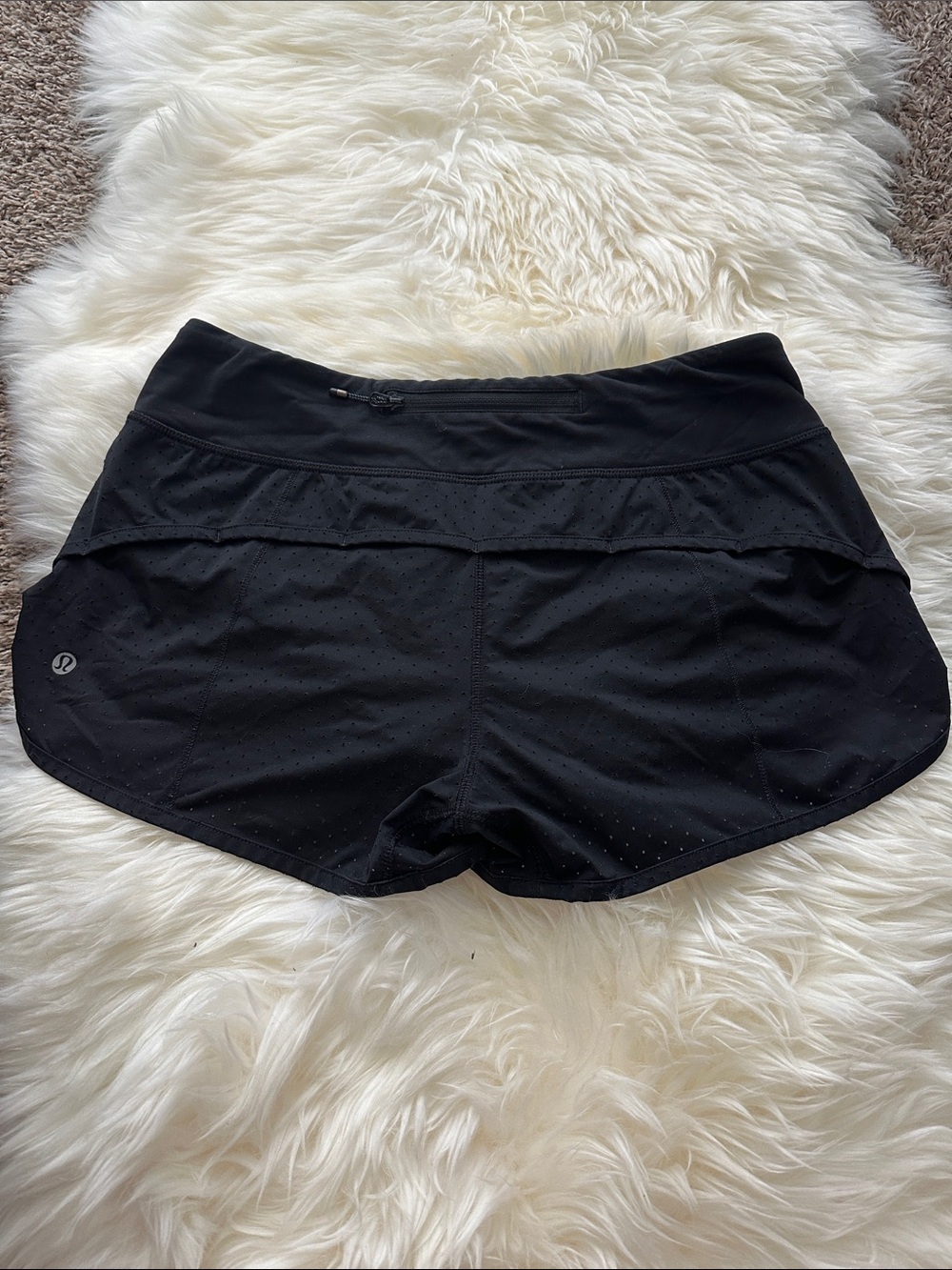 lululemon athletica Black Speed Shorts w/ cute little peep holes NWOT